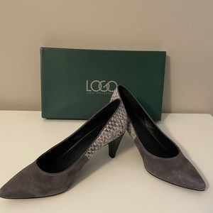 Gray snake print heels